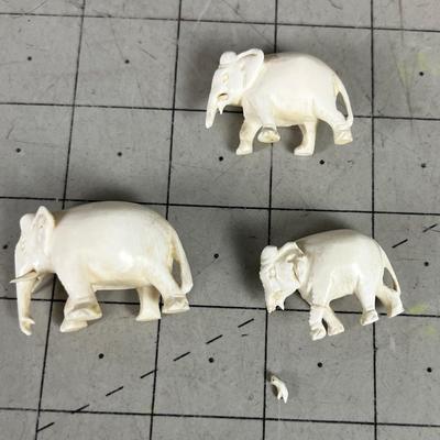 3 Small Elephant Figurines.