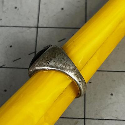 Men's Silver and Onyx Ring 