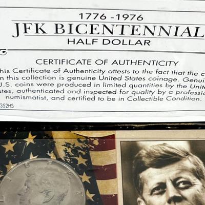 Bicentennial JF K Half Dollar With A COA in A presentation Case.