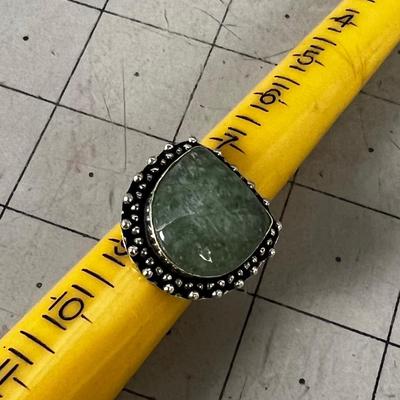 Horse Shoe Shape  Green Aventurine Ring 