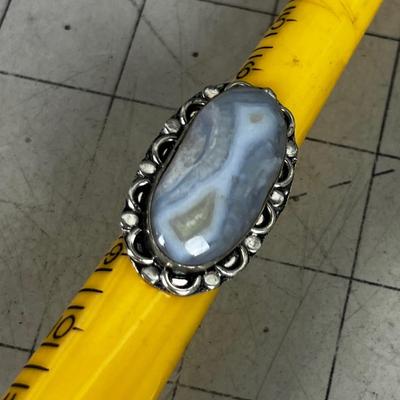Ginormous Blue Lace Agate Oval Ring 