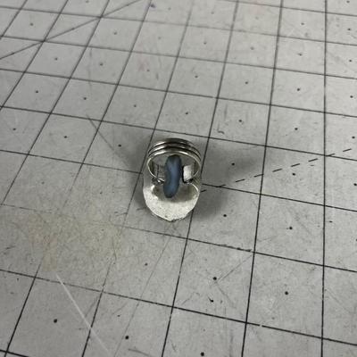 Ginormous Blue Lace Agate Oval Ring 