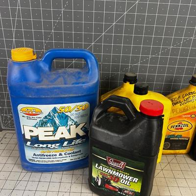 Oil Assortment plus Antifreeze.
