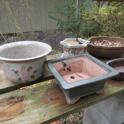 Assortment of Ceramic and Terracotta Plant Pots and Trays