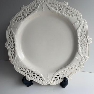 Vintage Leedsware England Lace Plate Classical Creamware