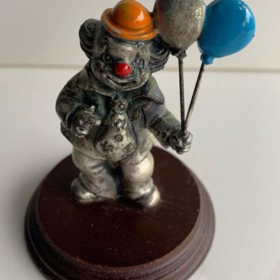 Pewter Clown With Balloons Figurine
