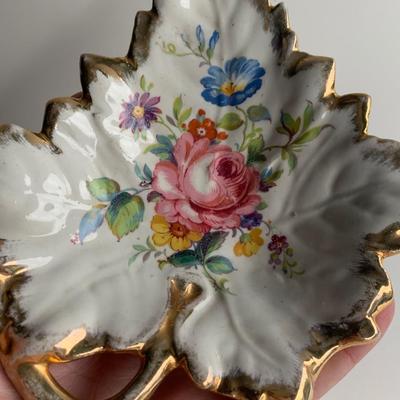 Vintage Gold Leaf Trimmed Candy Dish