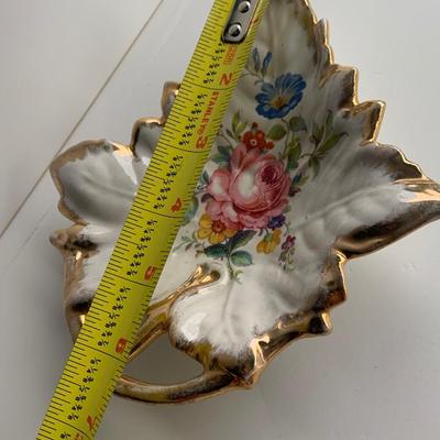 Vintage Gold Leaf Trimmed Candy Dish