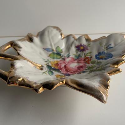 Vintage Gold Leaf Trimmed Candy Dish