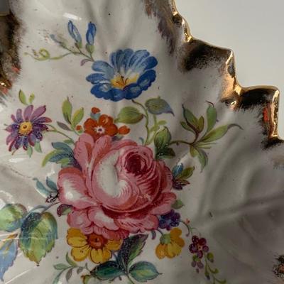 Vintage Gold Leaf Trimmed Candy Dish