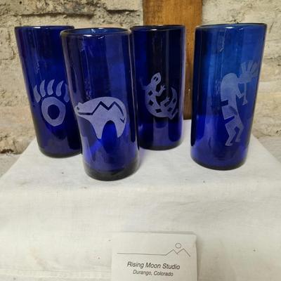 Set of 4 cobalt ice tea glasses
