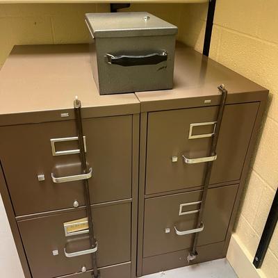Two Metal File Cabinets & Lockbox (L-MG)