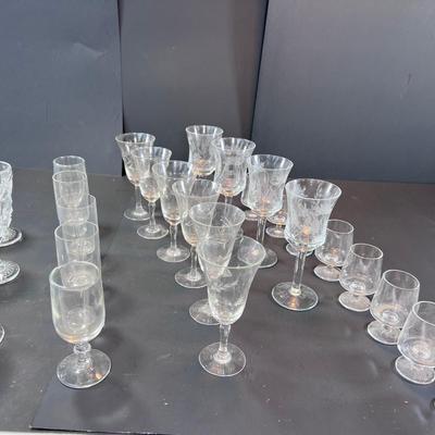 Vintage 1950 Shot glasses and Cordial Crystal glasses