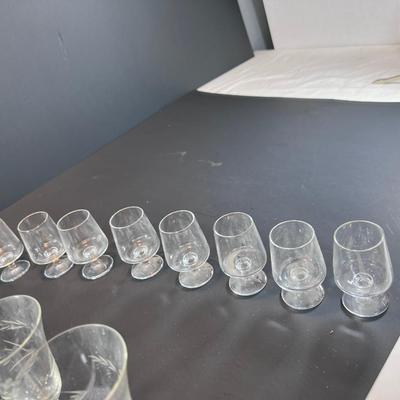 Vintage 1950 Shot glasses and Cordial Crystal glasses