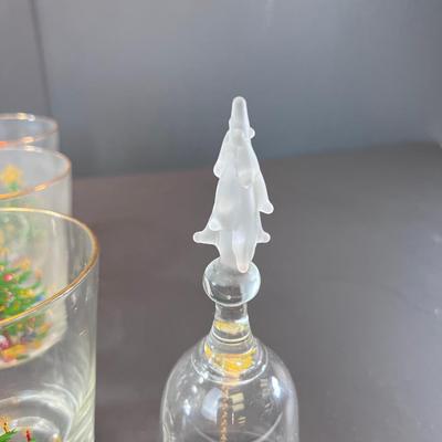 Christmas Tree Gold rim glasses