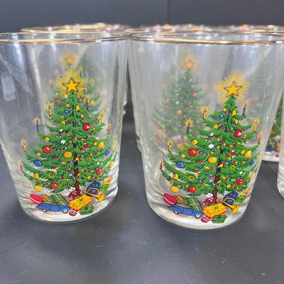 Christmas Tree Gold rim glasses