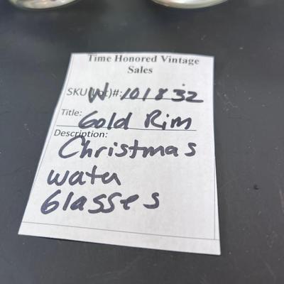 Christmas Tree Gold rim glasses