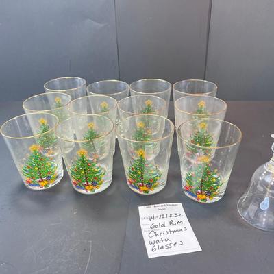 Christmas Tree Gold rim glasses