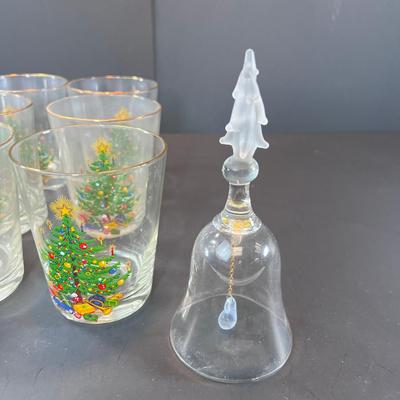 Christmas Tree Gold rim glasses