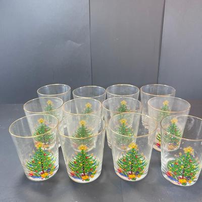 Christmas Tree Gold rim glasses