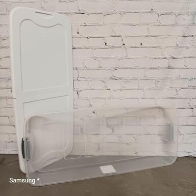1 - Large White Latched Lid Clear Storage Bin
