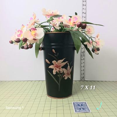 Tin Vase with Orchids