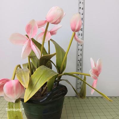 Faux Pink Tulips with Pot