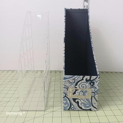 Clear and Blue Paisley Print Desktop Document Holder/Magazine Rack