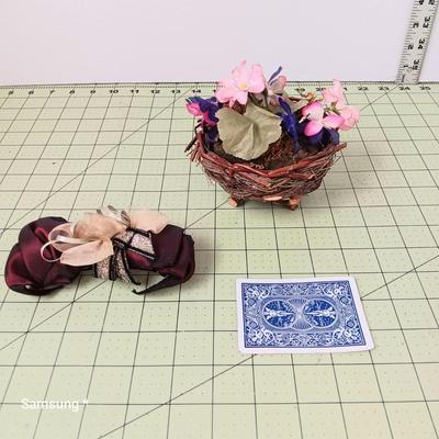 Artificial Flowers in Basket and Clip