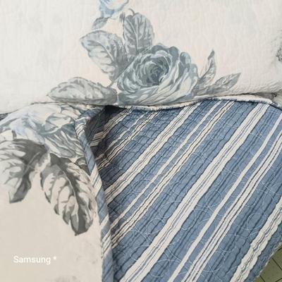 Blue Floral Quilt and Pillow