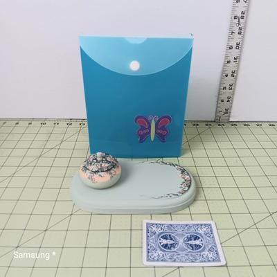 Plastic Filer and Painted Wood with attached Jar