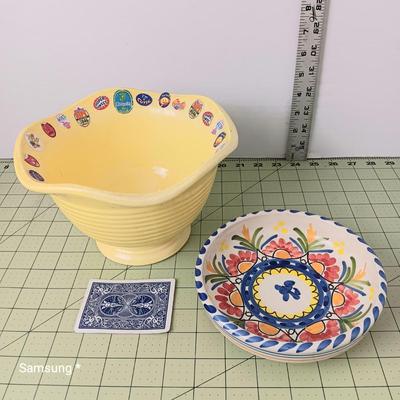 Ceramic Bowl from Spain and Yellow Garden Planter