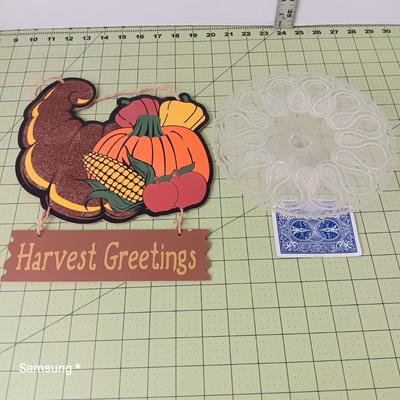 Harvest Greetings Sign and Candy Dish