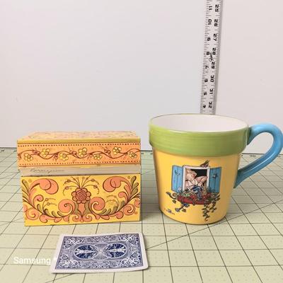 Recipe Box and Ceramic Mug