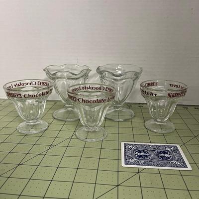 2 Sundae Glasses & 3 Hershey Chocolate Lover  glasses