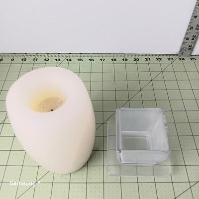 Battery Operated Candle and White Candle Holder