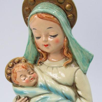 Vintage 1960s Josef Originals Mary & Baby Jesus  Paper Mache Material Holiday Home Decor Figurine