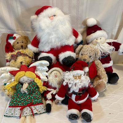 Stuffed Christmas bears and santas