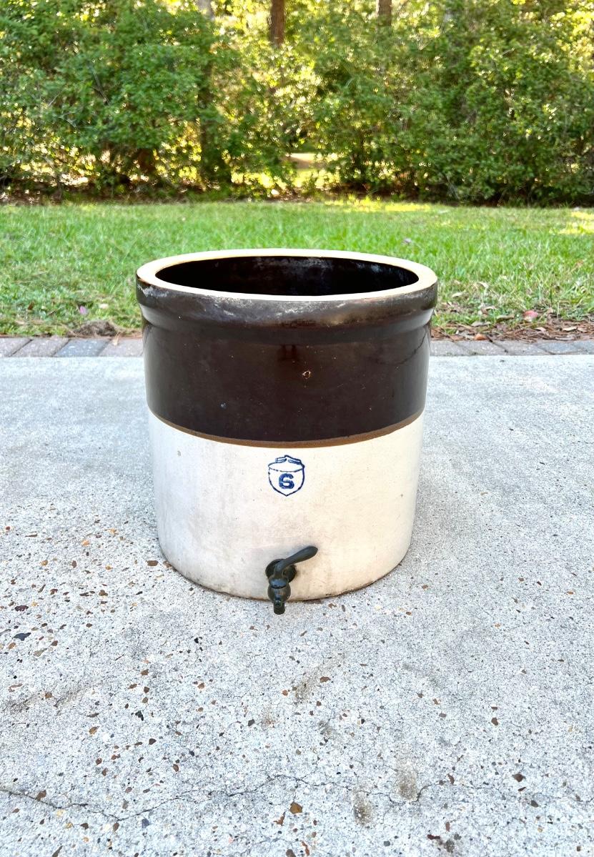 Antique Stoneware 6 Crock with Spigot