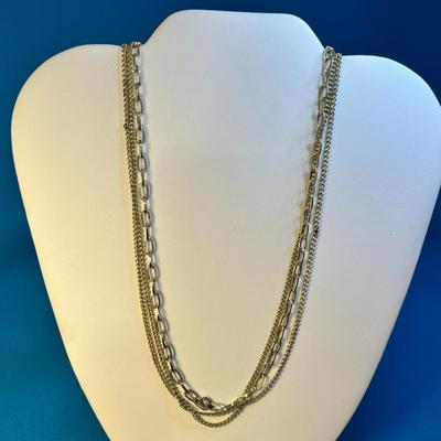 3-CHAIN GOLD TONE NECKLACE