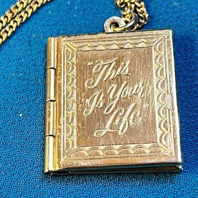 "THIS IS YOUR LIFE" OLD TV SHOW GOLD TONE LOCKET ON CHAIN
