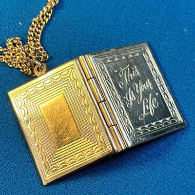 "THIS IS YOUR LIFE" OLD TV SHOW GOLD TONE LOCKET ON CHAIN