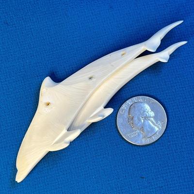 IVORY-LIKE CARVED DOLPHIN PAIR 