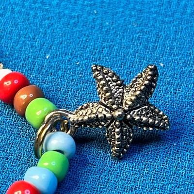 COLORFUL BEAD ANKLE BRACELET WITH STARFISH CHARM