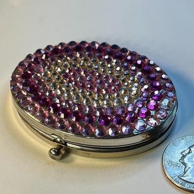 PINK RHINESTONE MIRROR COMPACT by TARINA TARANTINO