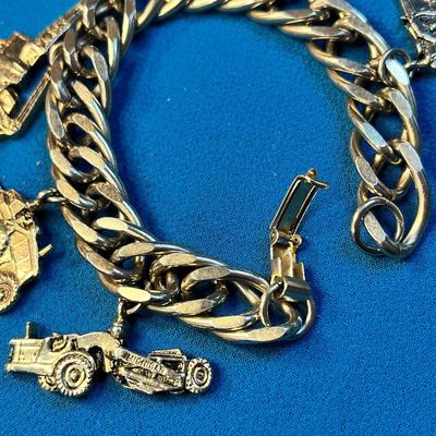 "MICHIGAN" HEAVY EQUIPMENT GOLD TONE CHARM BRACELET