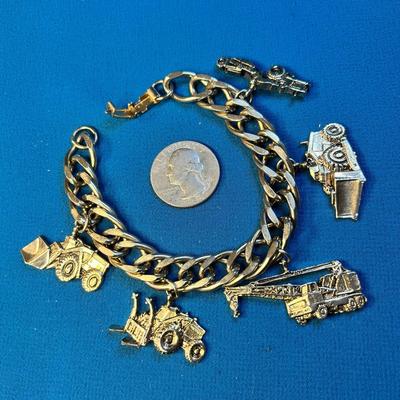 "MICHIGAN" HEAVY EQUIPMENT GOLD TONE CHARM BRACELET