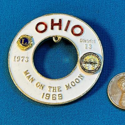 ENAMELED OHIO LIONS INTERNATIONAL "MAN ON THE MOON" 1969 PIN