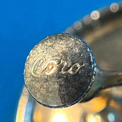 CORO SHINY GOLD TONE METAL BUTTON EARRINGS