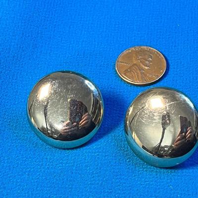 CORO SHINY GOLD TONE METAL BUTTON EARRINGS